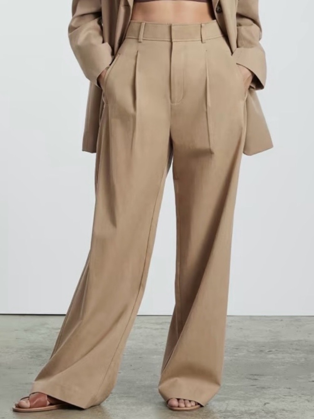 NWT EVERLANE The Way High Drape Pants Tan Size 16